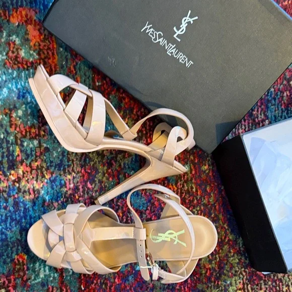 Yves Saint Laurent Beige Strappy Heels - Picture 3 of 4